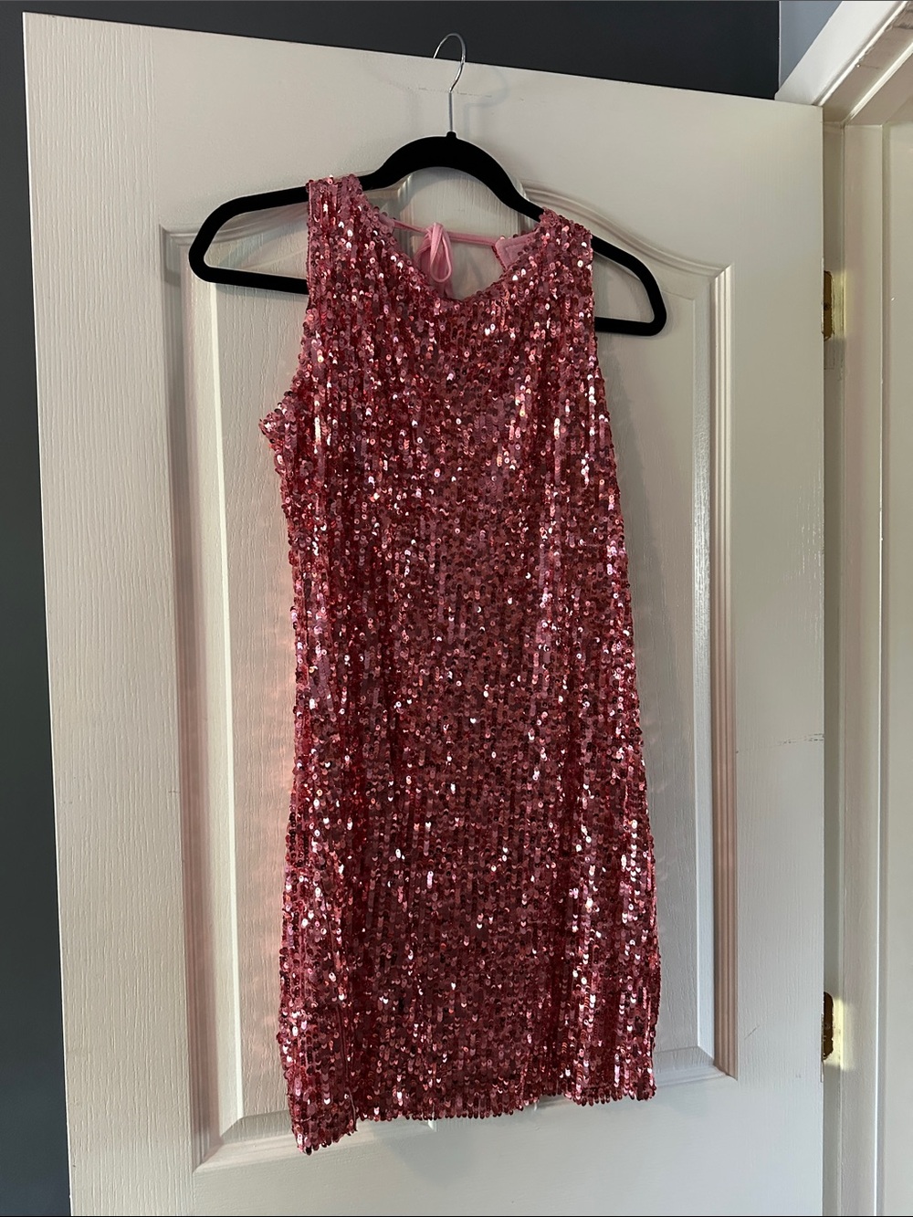Backless Pink Sequin Party Dress